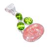 Hematoid Quartz, Peridot Gemstone 925 Sterling Silver Jewelry Pendant 2.1" AH-3304