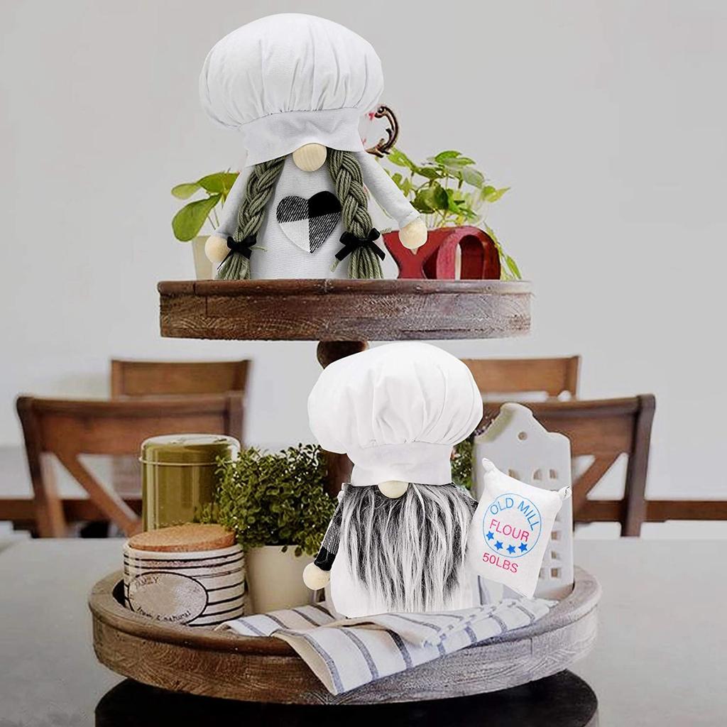 J1UL1N Chef Gnomes Plush Kitchen Decor Gnome Mr Gnome And Mrs Gnome Farmhouse Christmas Ornament Holiday Presents