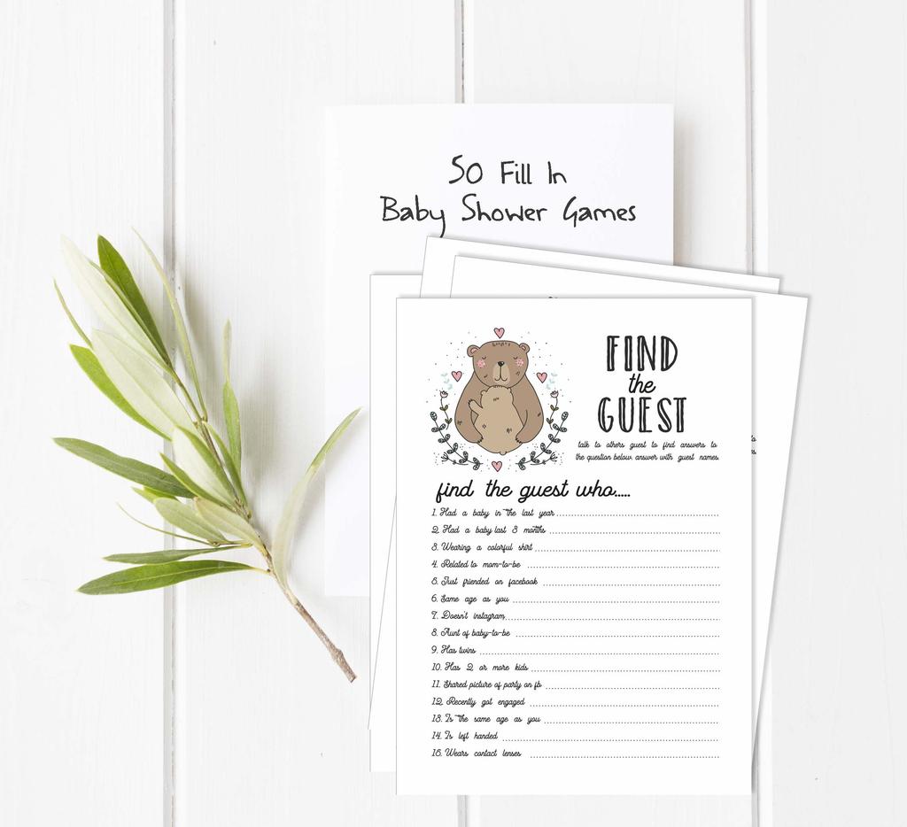 Inkdotpot 50 BabyA AlphabetA ABCA GameA Bear Animal Baby Shower Game Gender Neutral Party