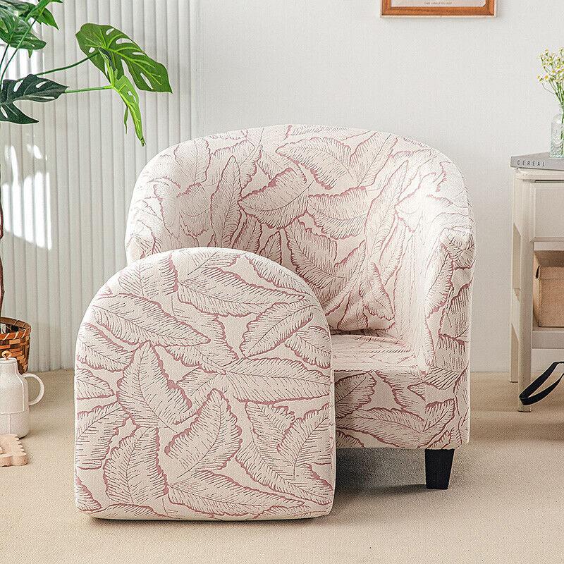 Stretch Chair Covers Leaves Jacquard Elastic Single Half Club Round Armchair Cover Sofa Slipcovers Furniture Protector New