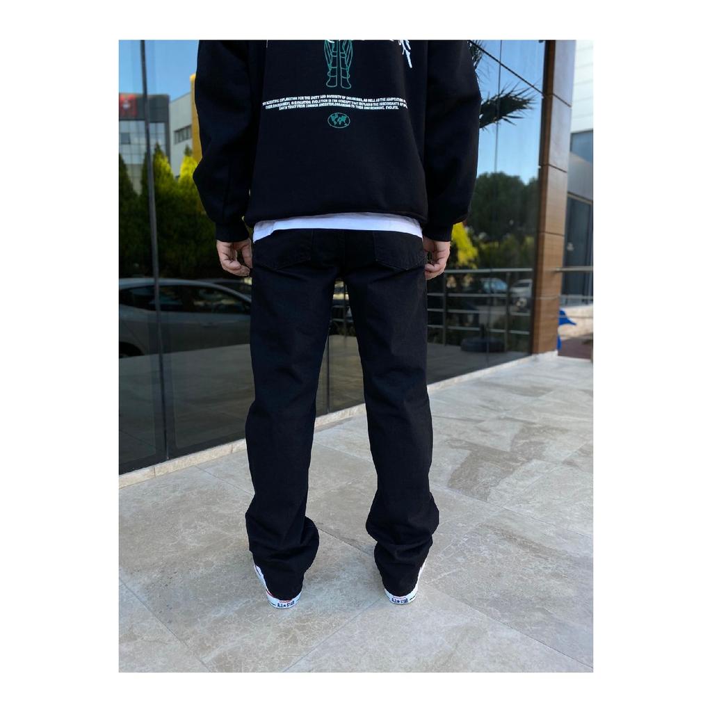 Мужские однотонные черные мешковатые джинсы