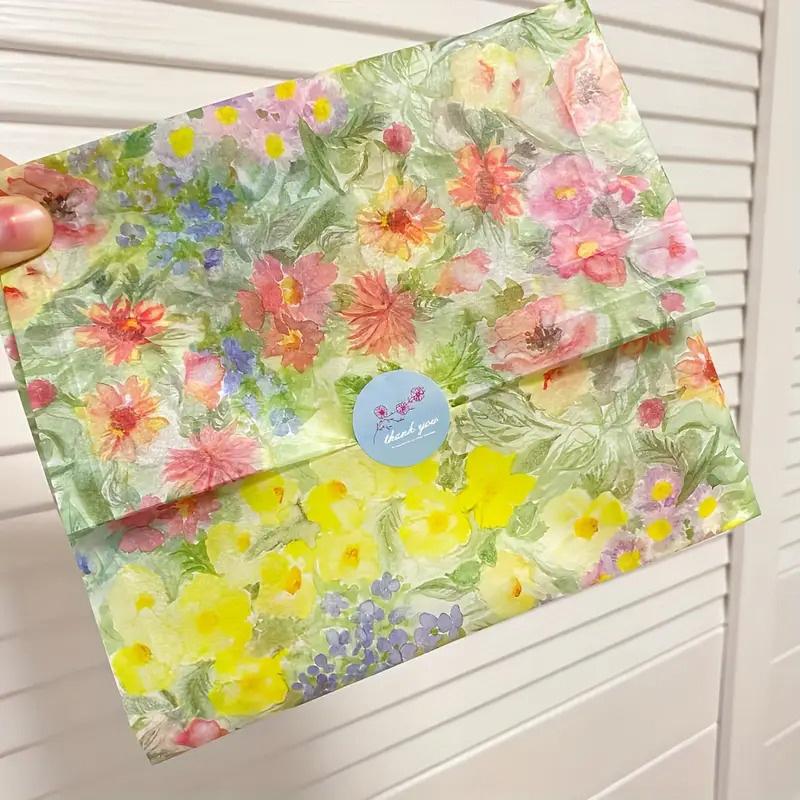 10PC Oil Painting Design Valentine's Day Gift Wrapping Paper Gift Bags Filler Semi-Transparent Thin Paper Birthday Gifts 50x35cm