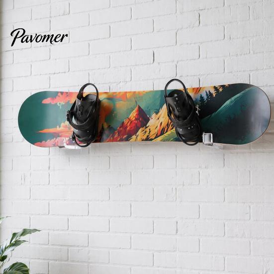 Space Saving Wall Rack Acrylic Skateboard Bracket, Mount Horizontal Snowboard Display Rack, Clear Sports Equipment Sturdy Longboard Holder,