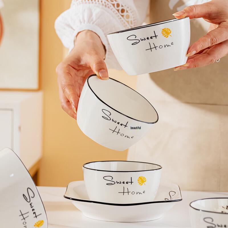 Керамический квадратный набор пиал для риса из Цзиндэчжэня