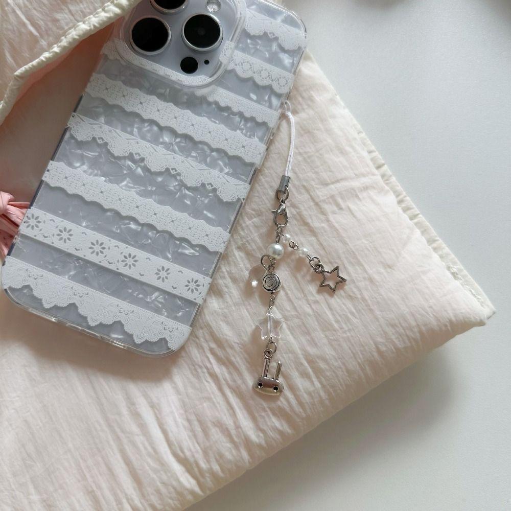 Подвесная веревка Y2k цепочка для сотового телефона милая девушка бисерный брелок кибер кролик телефон брелок сумка брелок