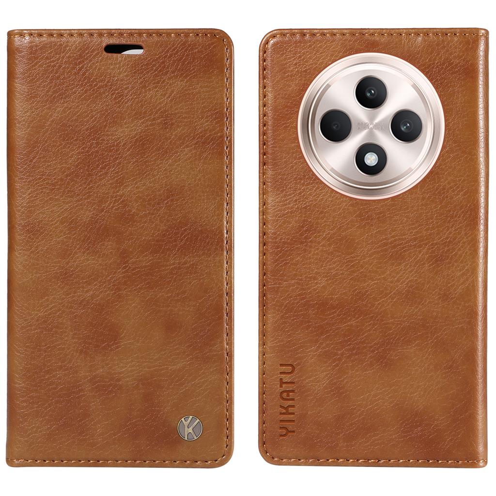 For Oppo Reno12 F 4G Case Wallet Litchi Grain Leather Phone Cover Magnetic Auto-Absorbed