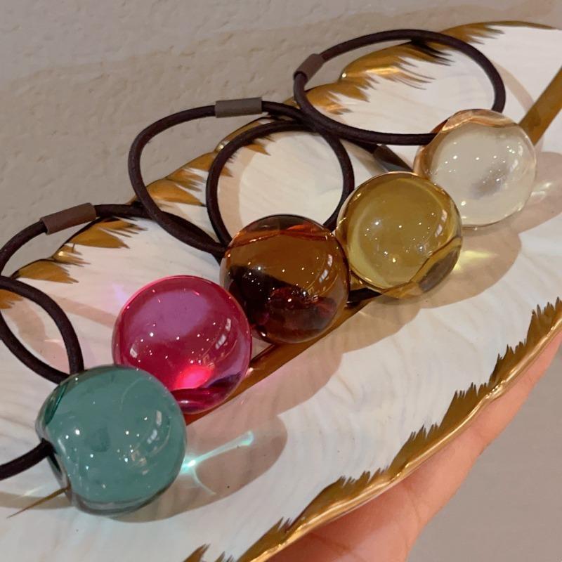 Пара новых цветных легких и прозрачных резинок для волос-шариков, прозрачные желейные шарики, резинки для хвостика, высокоэластичные резинки для волос