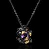 Luxury Women's for Necklace 925 Silver Plated Amethyst Pendant Female Flower Temperament Jewelry Party Sweater Chain