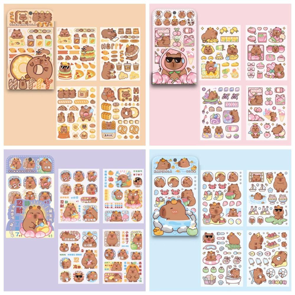 4 шт./пакет креативные канцелярские наклейки милые Capybara Ledger материал школьные принадлежности