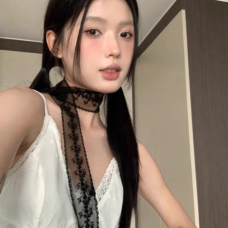 French Lace Scarf Summer Hollow Embroidery Long Ribbon And Belt Accessories