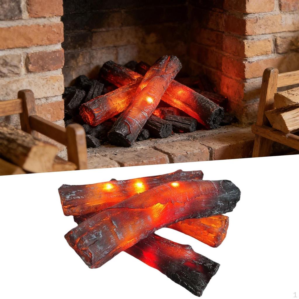 Flameless Fireplace Log Lights Artificial LED Fire Decoration Props Fake Wood Burning