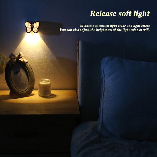 Светодиодный ночник-бабочка с регулируемой яркостью, USB-зарядка, беспроводной датчик движения, ночник