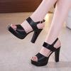 Women Sandals High Heels Summer Platform Sandals Mixed Color Elastic Band Sandals Lady Party Wedding Ankle-Wrap Shoes