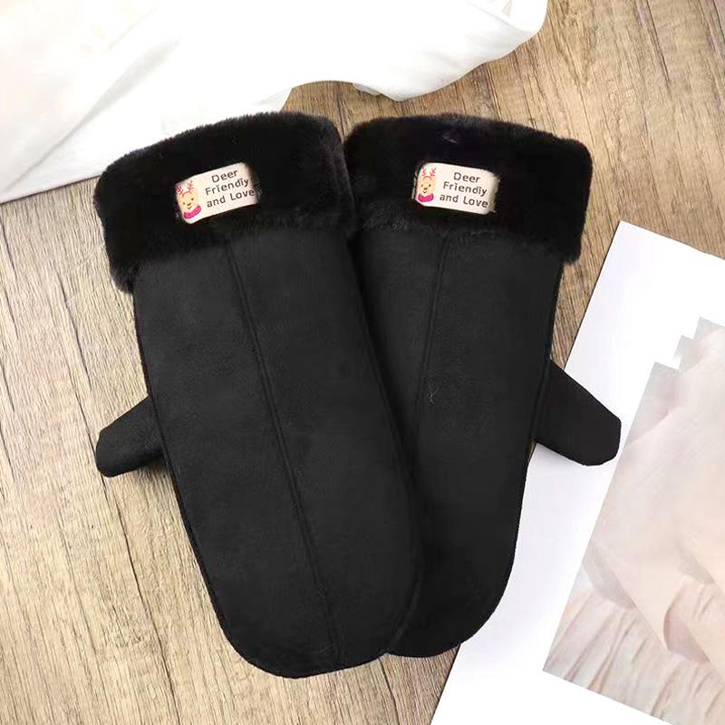 Женские уличные плюшевые висячие варежки, флисовые замшевые перчатки, сохраняющие тепло, зимние, ветрозащитные, однотонные