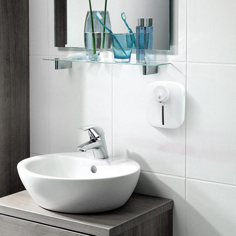 Настенный автоматический дозатор мыла Многофункциональный инфракрасный датчик Светодиодный цифровой дисплей Бесконтактный пенопласт Перезаряжаемый через USB