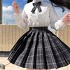 Клетчатая юбка, женские черные плиссированные мини-юбки для девочек, японская школьная форма, летняя одежда