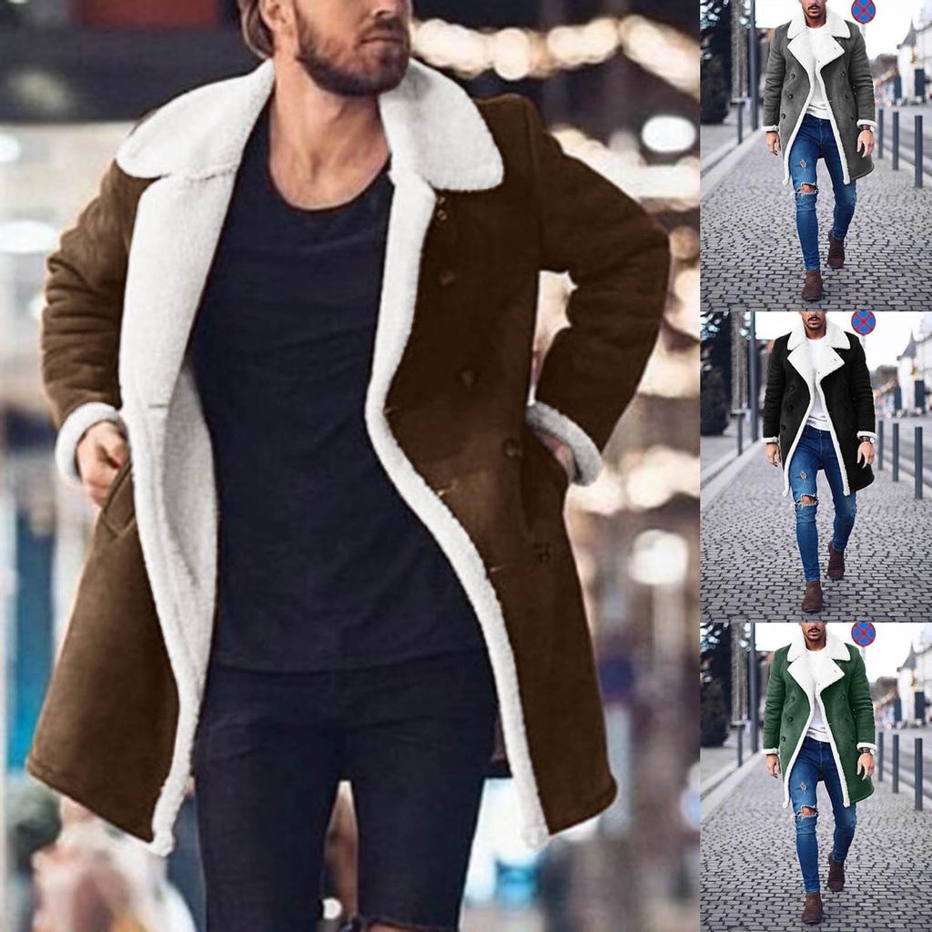 Men Winter Warm Turndown Neck Soft for Windproof Soft Coat Jacket