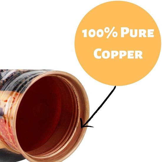 Бесшовная, герметичная, дизайнерская бутылка из чистой меди с принтом, 1 литр