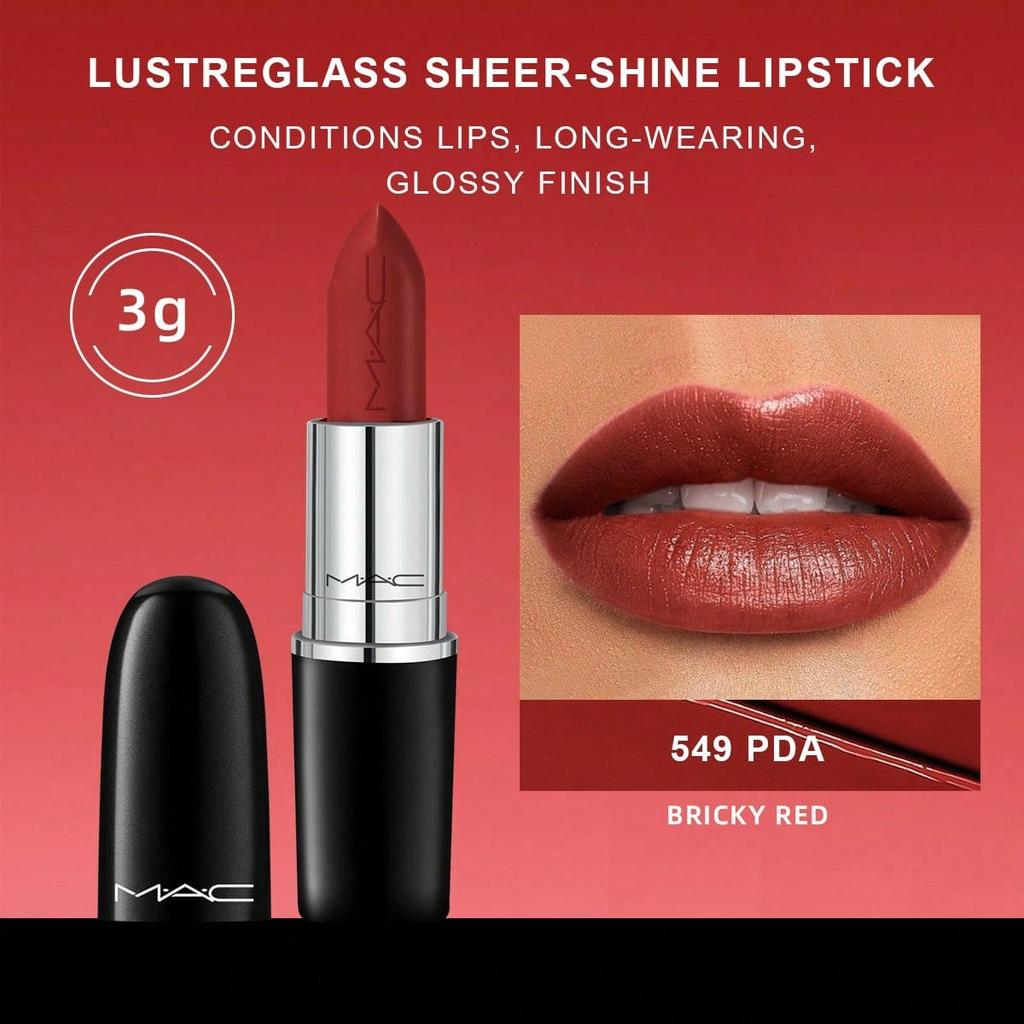 Mac Губная помада Lustreglass Sheer Shine - PDA (Кирпично-красный) 0,1 унц./3 г