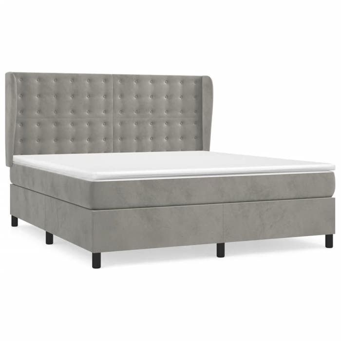 Maison Exclusive - Sommier à lattes de lit et matelas Gris clair 160x200cm Velours