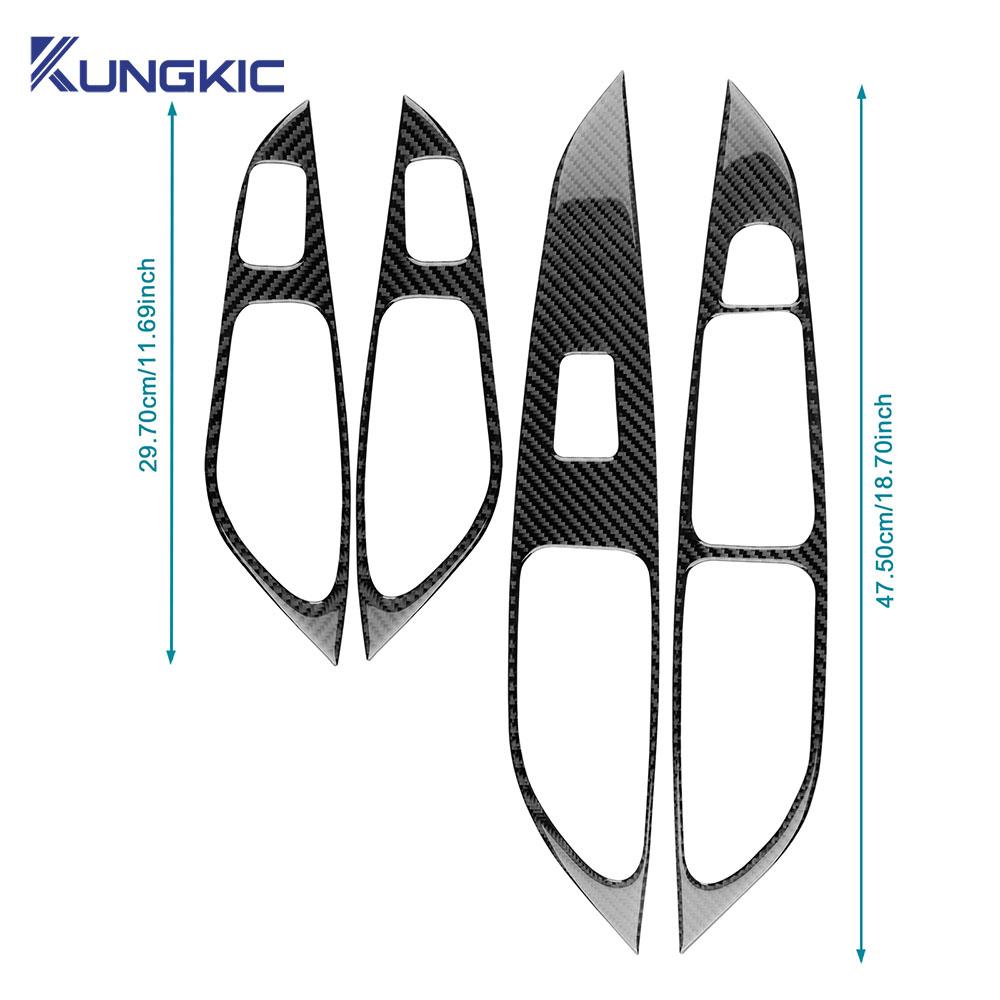 Real Soft Carbon Fiber For Seat Leon 2013 2014 2015 2016 2017 2018 2019 2020 MK3 5F Car Window Lift Frame Panel Sticker Trim