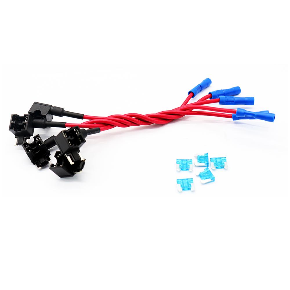 10 шт., 12 В, автомобильный низкопрофильный мини-адаптер с предохранителем, мини-держатель предохранителя с 5 шт., 15 А