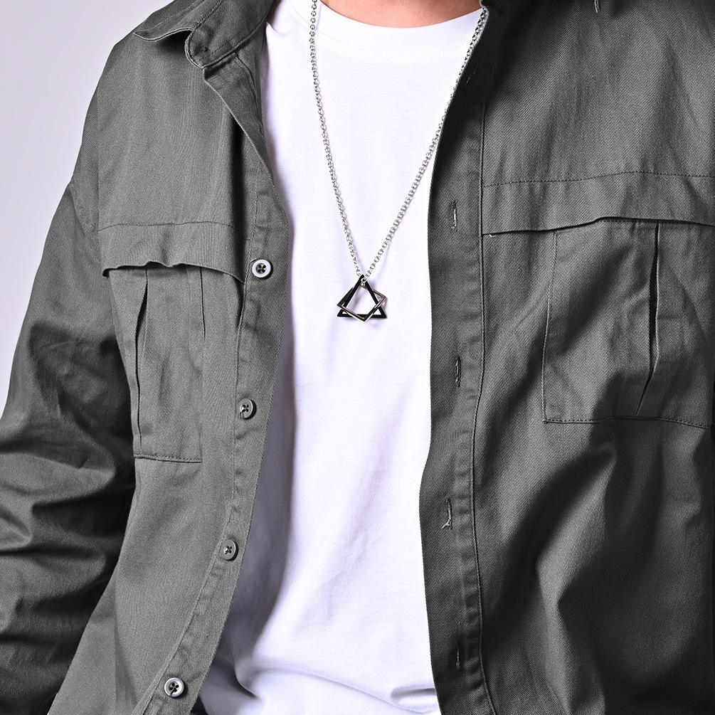 Hip Hop Black Silver Alloy Triangle Fashion 1Pc Men Women Modern Geometric Stacking Square Pendant Necklace Couple Necklace Unisex  Jewelry Accessory
