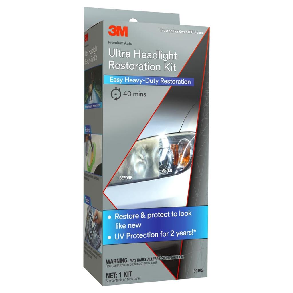 3M 39195 Набор для ультра-восстановления фар Легкий DIY Ремонт пластиковых линз Удаляет пожелтение и царапины Восстанавливает прозрачность фар и задних фонарей