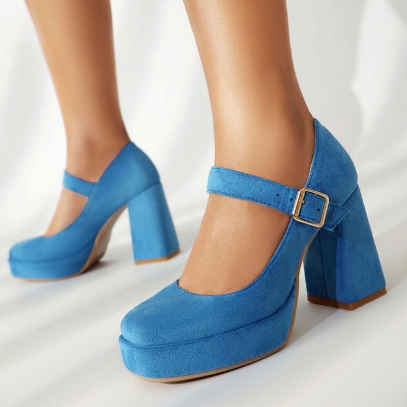 Black Red Blue Heeled Women's Pumps Shoes Platform Elegant Block High Heels Female Working Party Wedding Shoes 2024 Spring