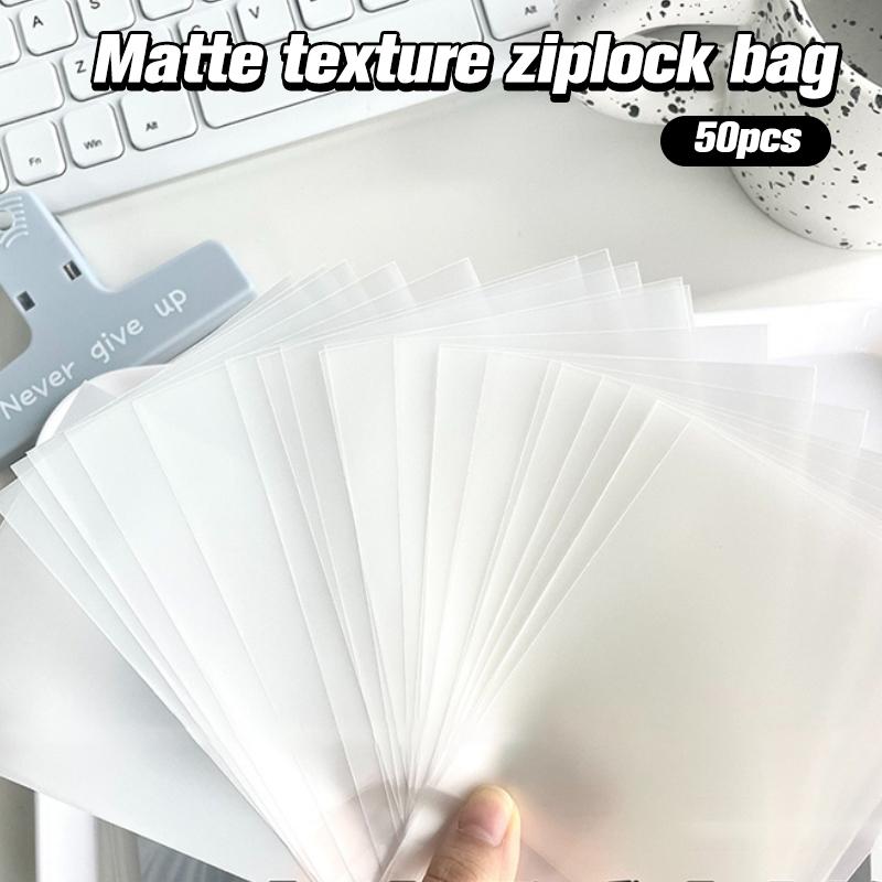 50Pcs Frosted Transparent Card Sleeve Storage Bag Card Photo Protector Trading Cards Shield Cover Packing Bag Ziplock Bag