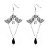 Gothic Halloween Bat Earrings Vintage Silver Color Hanging Bats Earrings Party Punk Witchcraft Accessories