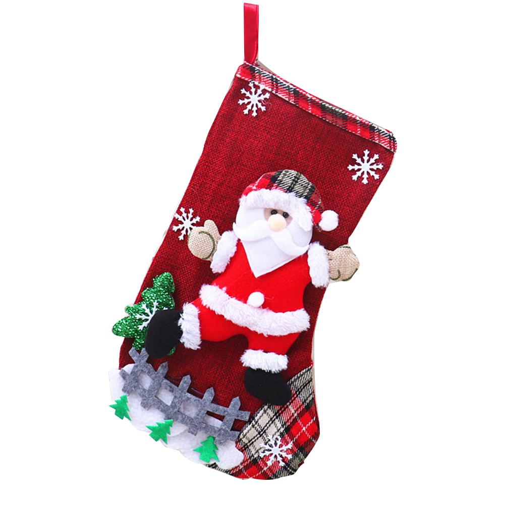 Рождественские носки Рождественское украшение Рождественский носок 3D узор Санта Снеговик Медведь Подвесное украшение на рождественскую елку Мешки для конфет и подарков