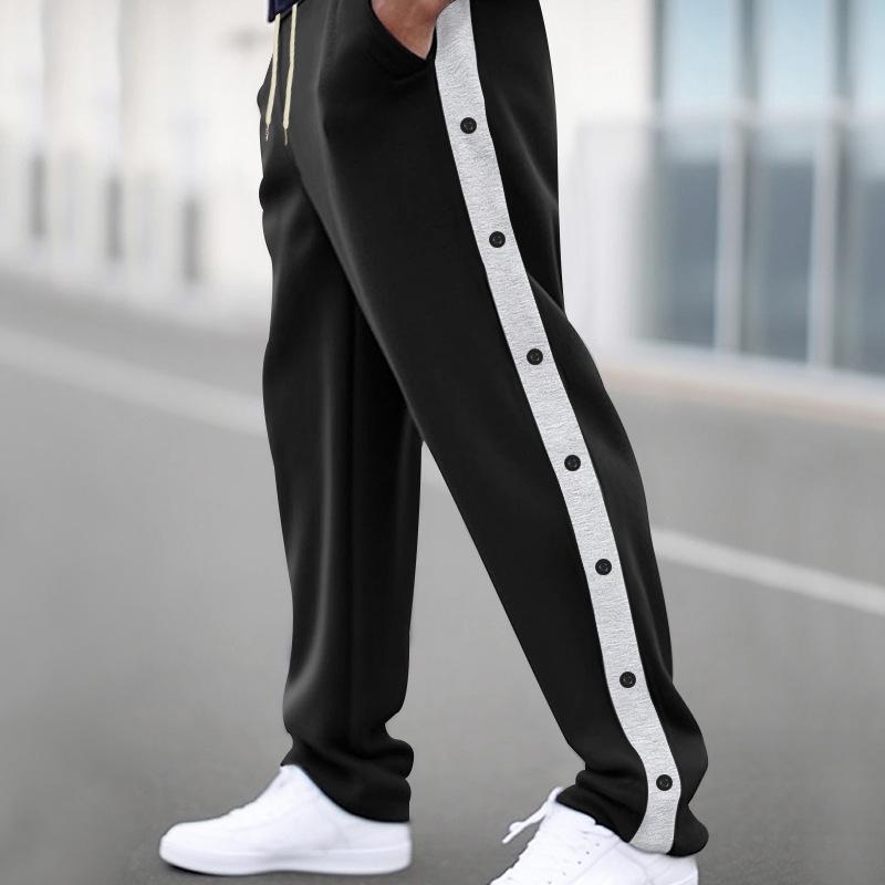 Casual Sports Buttoned Trousers Men's Spring and Autumn Loose Straight Loose Button Decorative Large Size Trousers