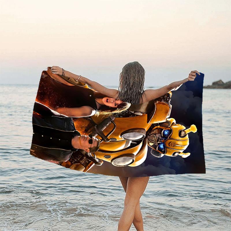 1pc Bumblebee1 Beach Towel, Beach and Seaside Swimming Pool Equipment, Fashion Pattern, Rectangular, Travel Essentials