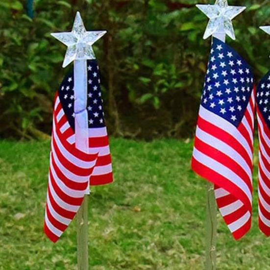 Patriotic Flag LED Pathway Stake Lights Independence Day Solar Light Waterproof Easy Installation Garden Stake for 4th of July & Memorial