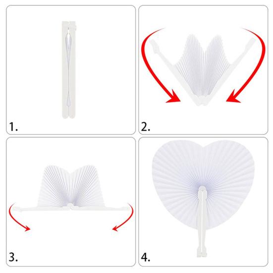 5 шт., складной веер с сердцем любви, белая бумага, сделай сам, портативный летний ручной круглый веер, танцевальное представление, реквизит для фотосессии, свадебный подарок на День святого Валентина