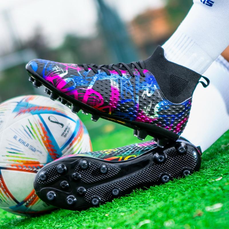 Unisex Football Boots Men's High -top Elastic Socks Mouth Leather Art Lawn Long Nail Football Shoes Children Big Size Football Boots
