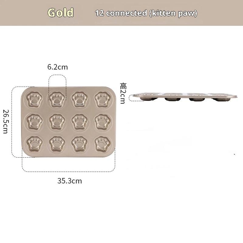 Форма для выпечки кошачьих лапок на 6/9/12 ячеек, противень, антипригарная углеродистая сталь, сделай сам, милая форма для конфет и торта, инструмент для декора, форма для печенья и конфет