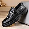 Dress Casual Men's Shoes Men's Leather Shoes One-pedal Loafers Crocodile Pattern Trendy Men's Single Shoes 2025