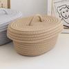 Настольный ящик для хранения с крышкой, корзина для хранения из хлопка ручной работы, для косметики, мелочей, закусок, спиц