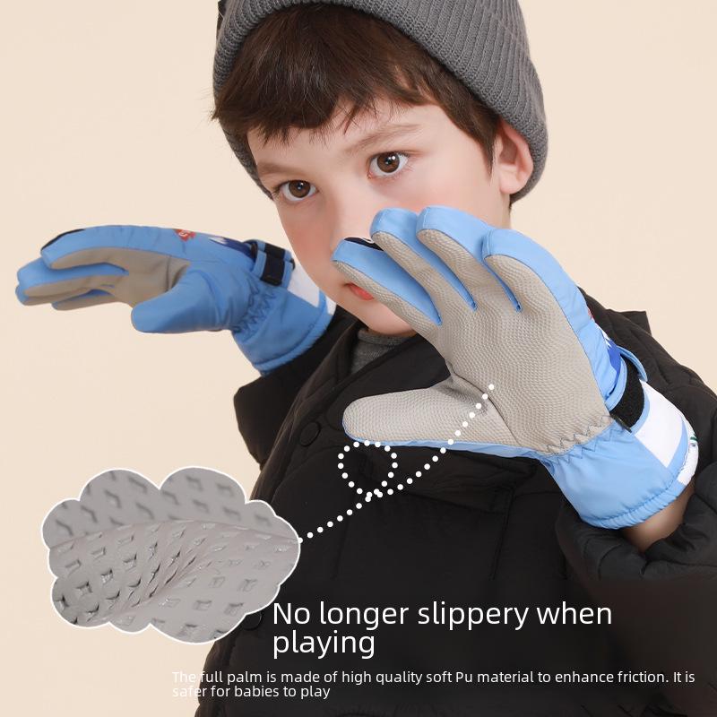 Детские зимние водонепроницаемые горнолыжные перчатки - теплые, толстые коралловые флиса, для мальчиков и девочек DRST23