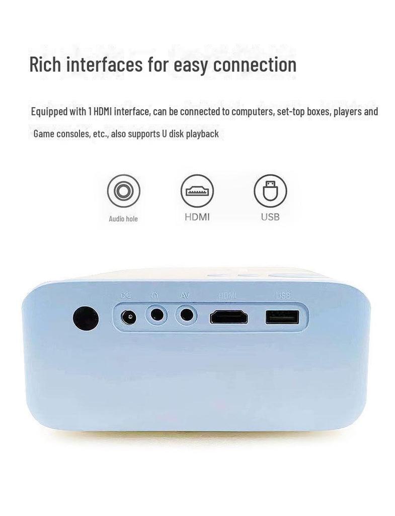 Трансграничный портативный HD-проектор с коррекцией трапецеидальных искажений для домашнего кинотеатра и боковой/фронтальной проекции