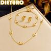DIEYURO 316L Stainless Steel Golden Hollow Eye Inlay Zircon Necklace Earrings Bracelet Set Women New Fashion Waterproof Jewelry