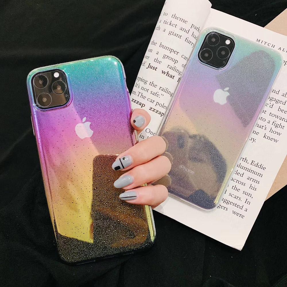 Радужный лазерный чехол для телефона для Iphone 11 12 13 14 Pro Max X Xr Xs Max Красочные капли воды Прозрачный жесткий чехол для ПК 14 Plus