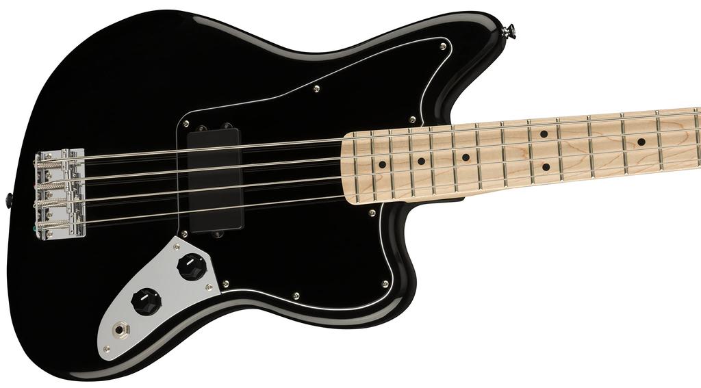 Squier by Fender Electric Bass Affinity Series Jaguar Bass Maple Black Black BLK with soft case H, Fingerboard, Pickguard,