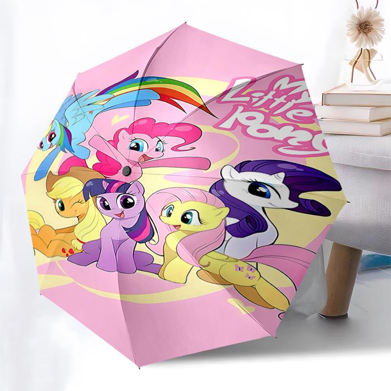 My Little Pony Automatic Opening/Closing Umbrella with Foldable Design and 8-Bone Frame - Perfect for Fans, Travelers, Daily Use, and Festiv