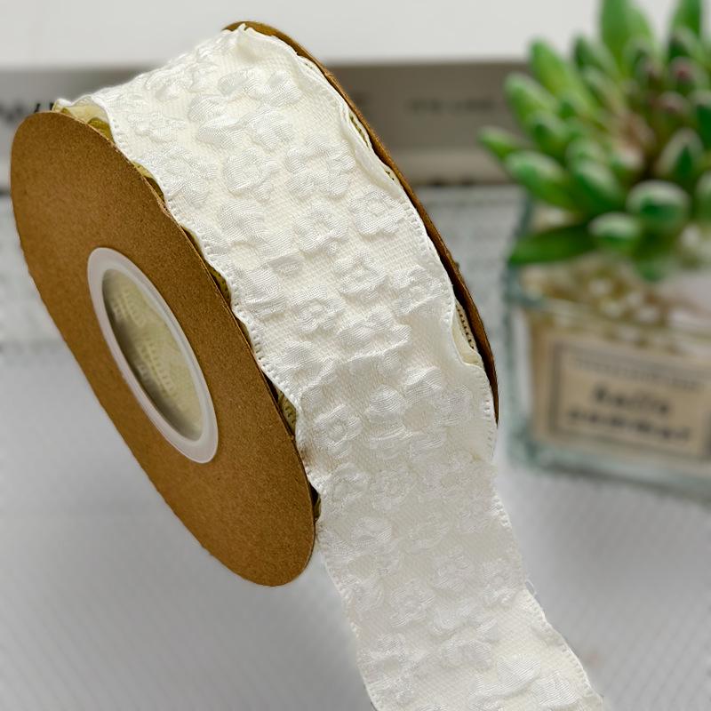 Romantic Camellia Embossed Satin Ribbon for Flower Bouquet Packaging and DIY Bows