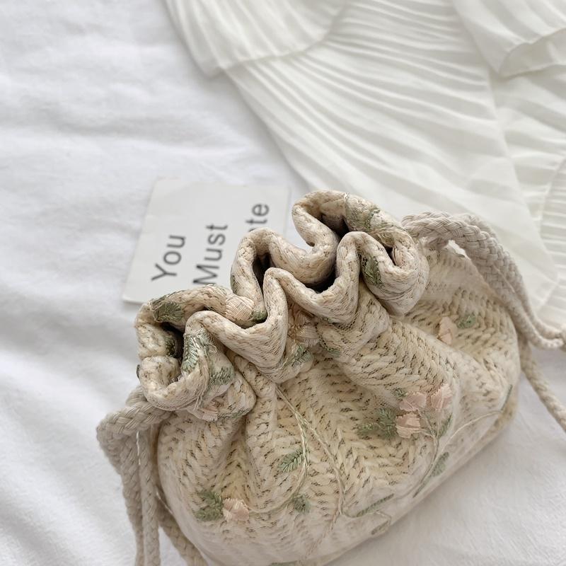 Женские тканые сумки на ремне, кружевная сумка-ведро на шнурке