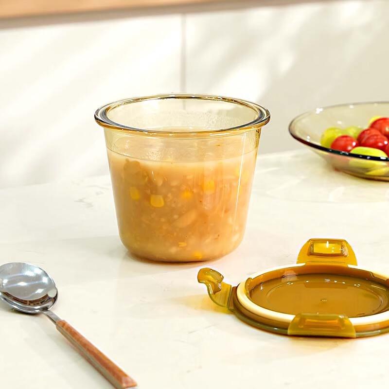 Corning Visions Amber Round Glass Food Container