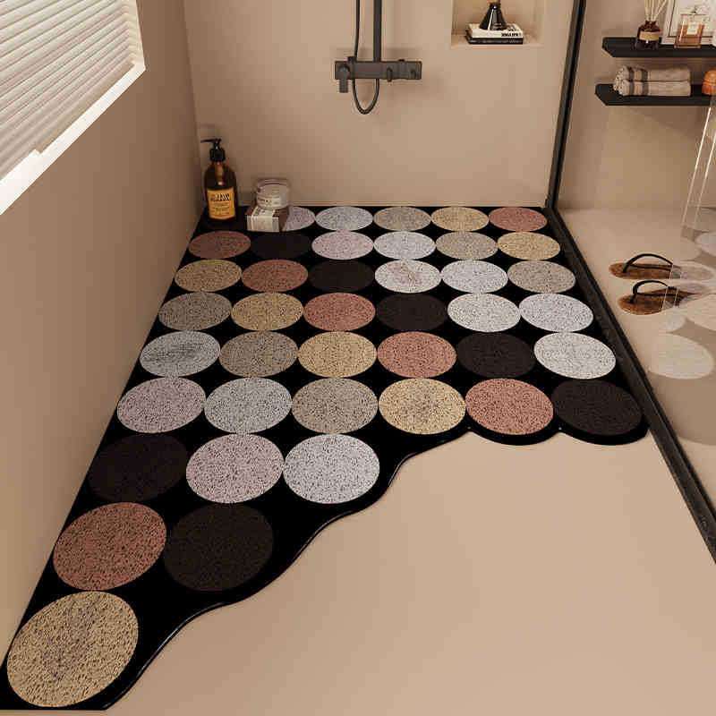 Washroom Slip-resistant Mat Can Be Cut Silk Ring Washroom Floor Mat Hollowed Out Anti-drop Drain Mat Can Be Wiped All Over The Floor